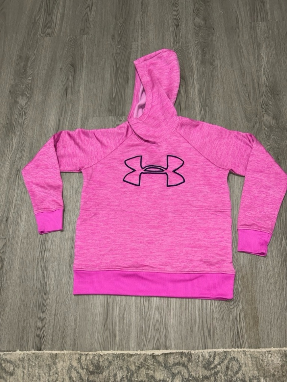 Under Armour Pink Heathered Hoodie with Navy Logo